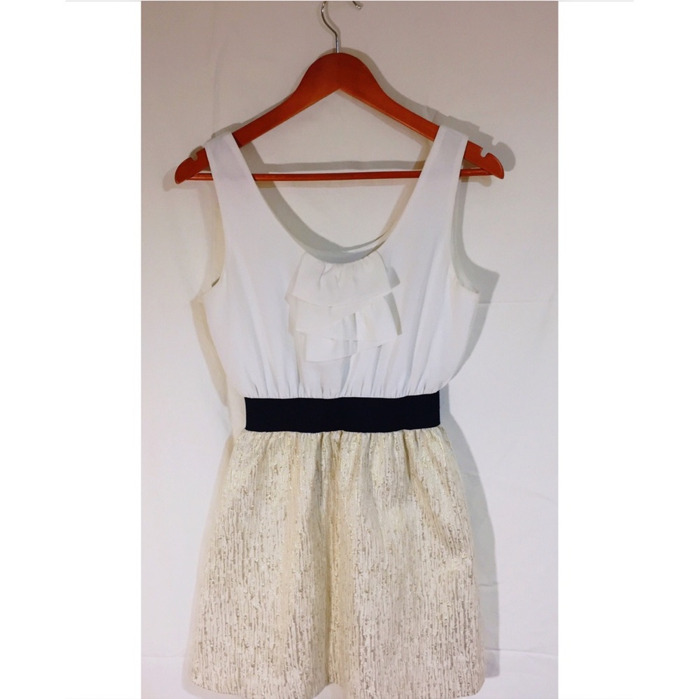 A. BYER gold and white dress medium